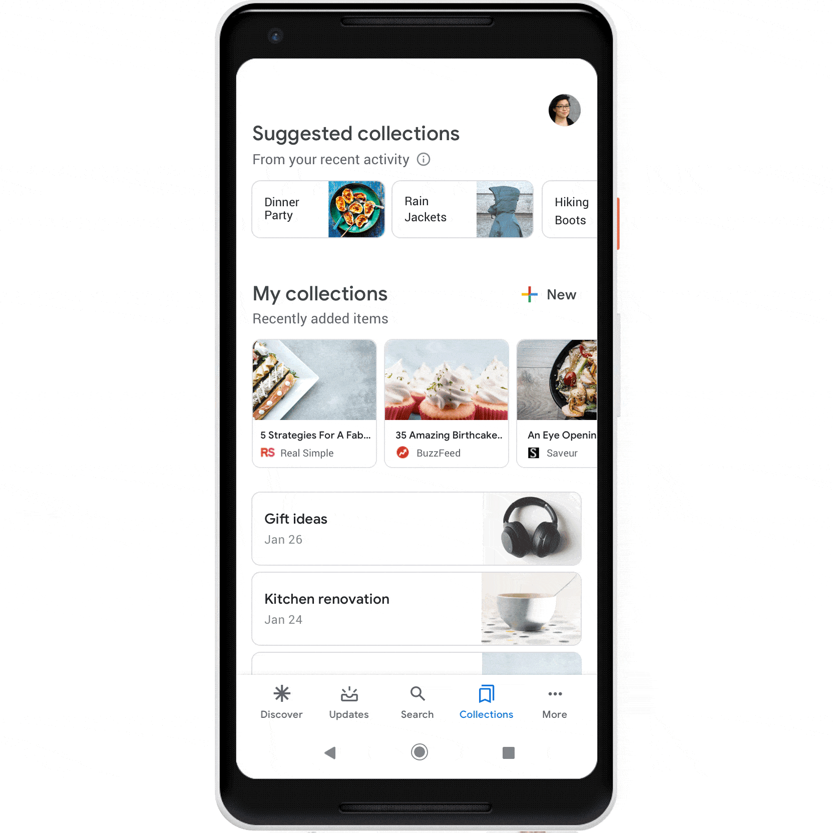 google adds new collections listings based on your search history