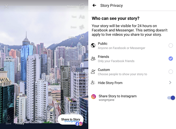 facebooks testing a new option to cross post facebook stories to instagram