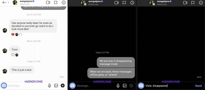 instagrams working on a disappearing messages option