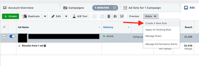 scheduling facebook ads with automated rules