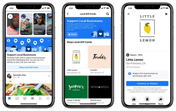 facebook adds gift card discovery tool service impact listings to help businesses impacted by covid 19