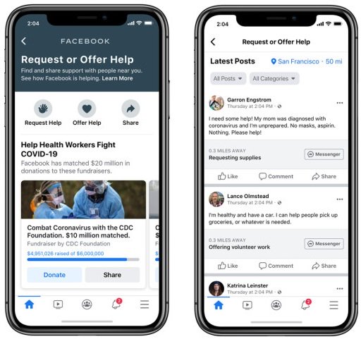 facebook launches community help where users can register to help neighbors or request assistance