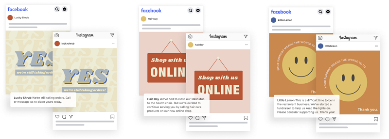 facebook provides new templates to help brands communicate key messages during covid 19 shutdowns