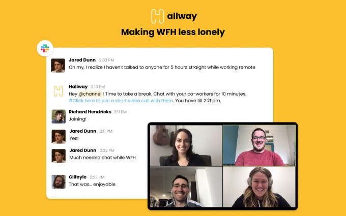 hallway creates a virtual break room for remote workers using scheduled video chats