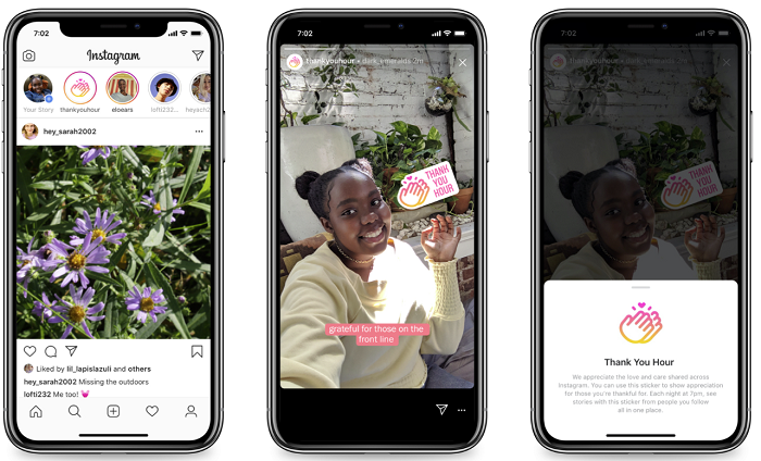 instagram launches thank you hour sticker and story to share appreciation during covid 19 pandemic