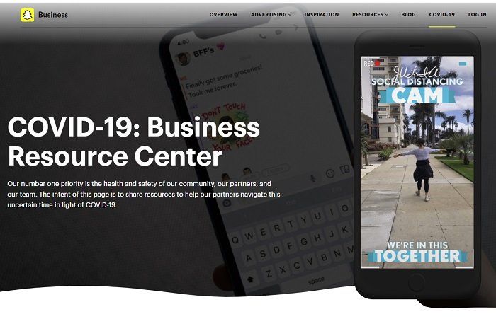 snapchat launches new covid 19 business resource center to assist marketers with campaigns