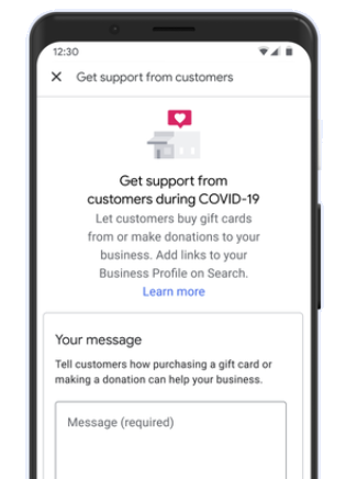 google adds donation and gift card purchase links on business profiles