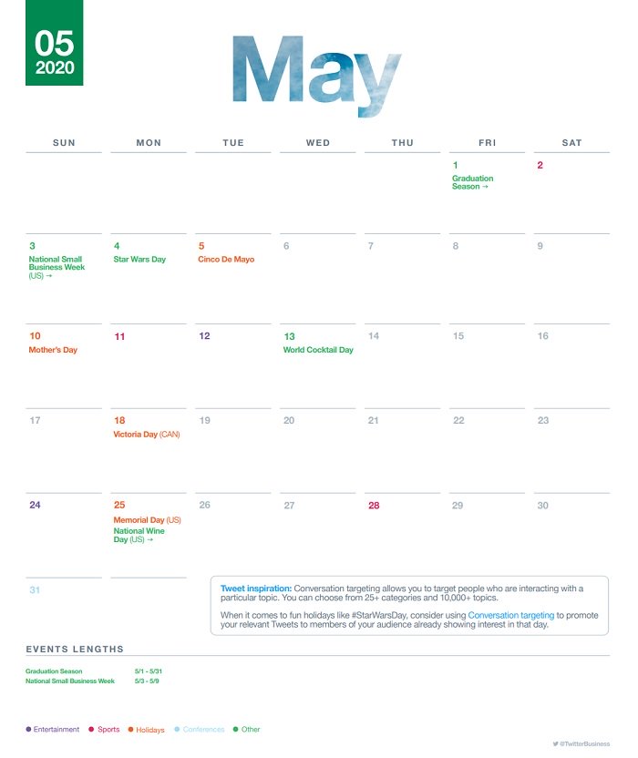 twitter outlines key dates of note in may to assist with strategic planning