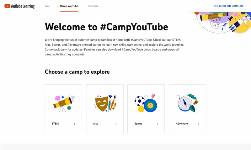 youtube announces campyoutube to keep kids engaged new learning toolkits for creators