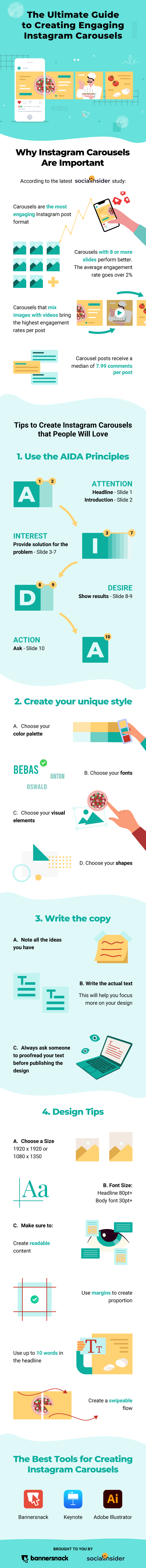 everything you need to know to create engaging instagram carousels infographic