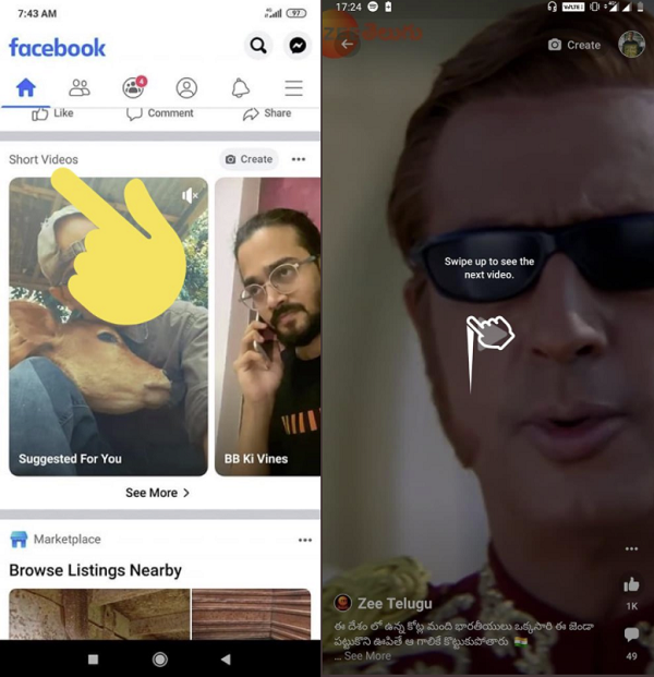 facebook tests tiktok like short form video feed in its main app with indian users