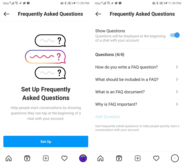 instagram is testing a new faq option for direct interactions with business accounts
