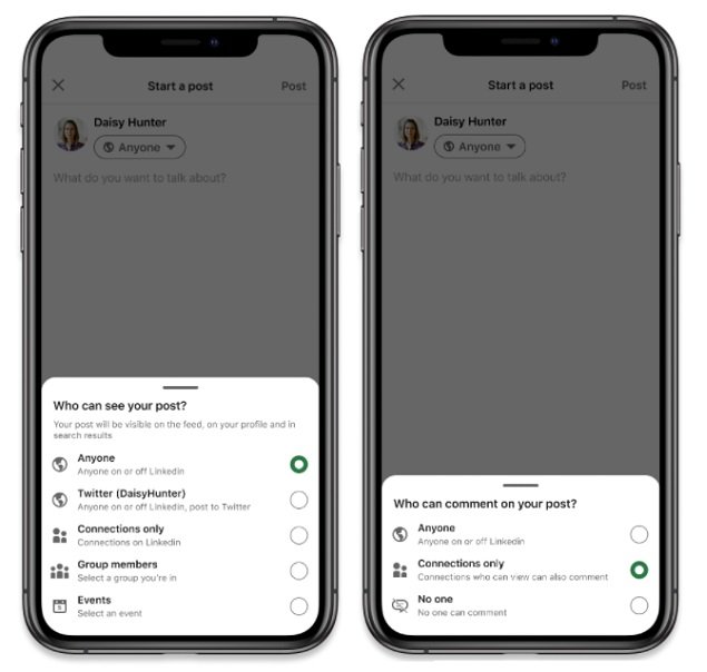 linkedin adds new post visibility and reply controls to manage on platform discussions