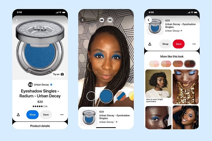 pinterest adds new ar try on tools for eyeshadow expands product tagging within pins