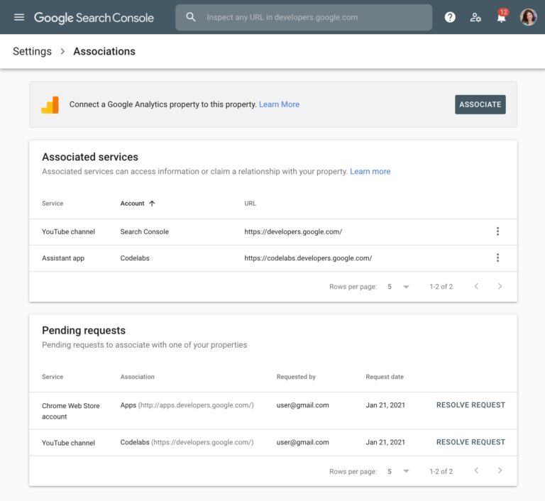 google search console updated with new associations page via mattgsouthern
