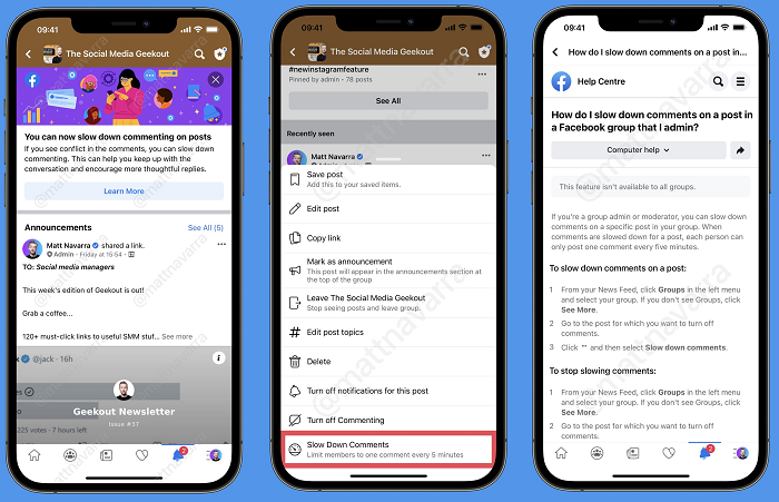 facebook adds new option to slow down comments within groups