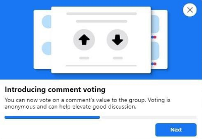 facebook tests updated up and downvoting for comments in groups