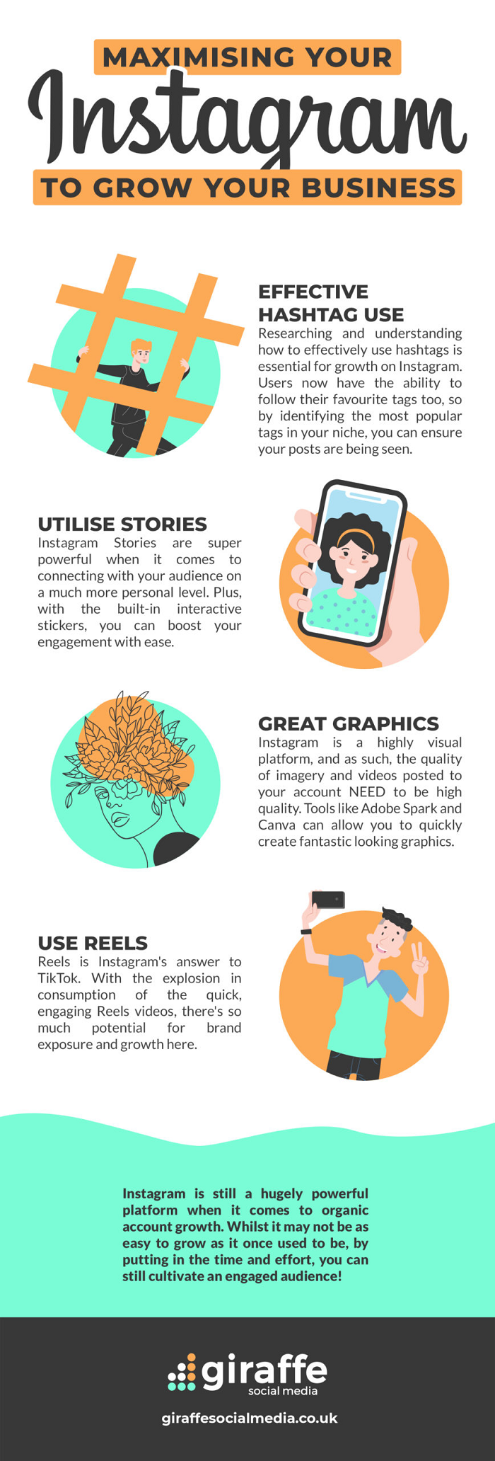 4 simple tips to help improve your instagram presence infographic