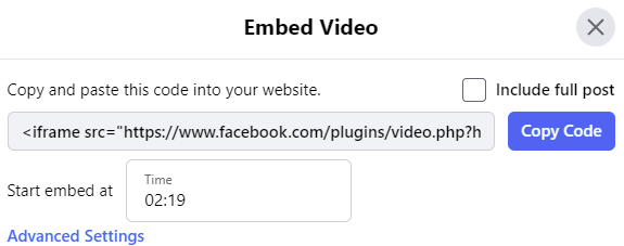 facebook now enables you to embed facebook videos at a chosen time in the playback