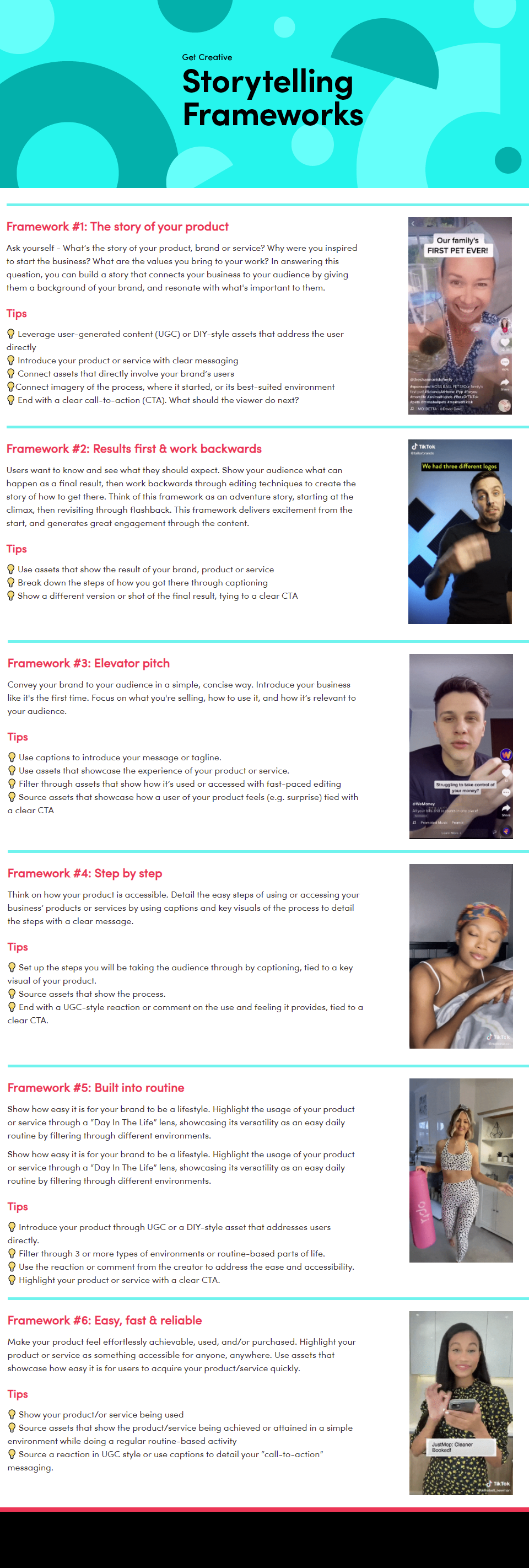 6 tiktok storytelling frameworks to consider in your marketing approach infographic