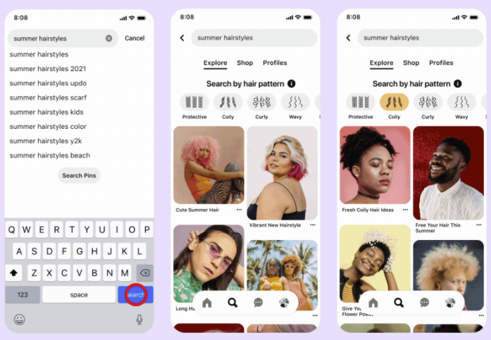pinterest launches hair pattern search option to boost inclusion and utility in the app
