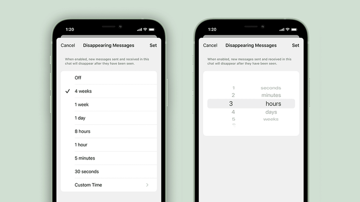 signal now lets you choose disappearing messages by default for new chats