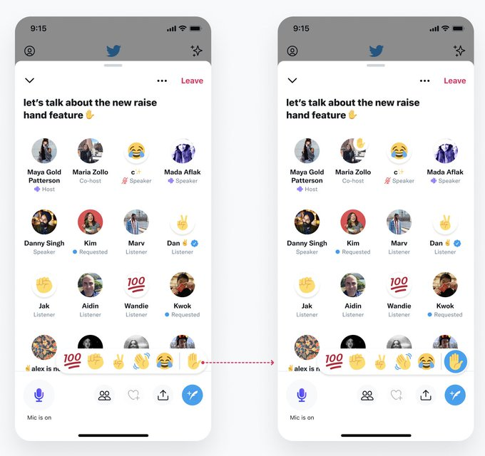 twitter adds new raised hand emoji to signal questions in spaces expands roll out of voice effects