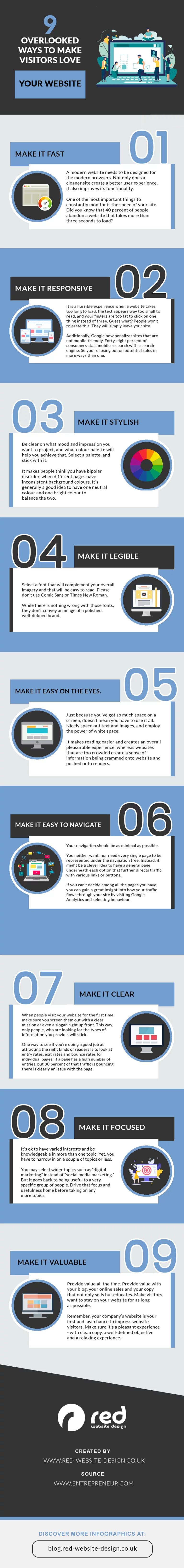 9 often overlooked ways to make visitors and google love your website infographic