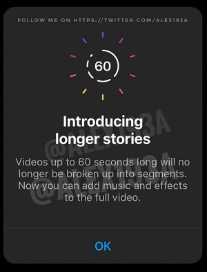 instagram launches live test of longer videos in stories