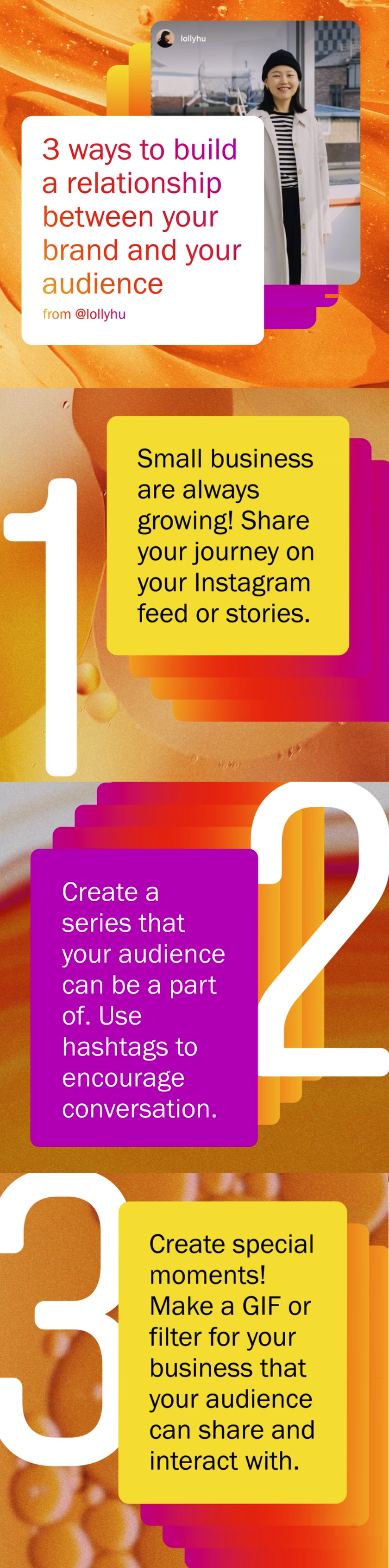 instagram shares 3 tips to help build your audience infographic