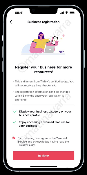 tiktoks testing a new business registration option to confirm business information in the app