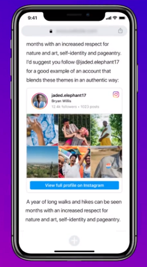 instagram adds new option to embed user profiles on third party websites