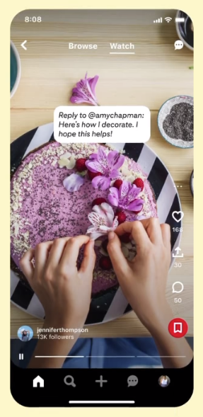 pinterest adds option to reply to a comment with an idea pin
