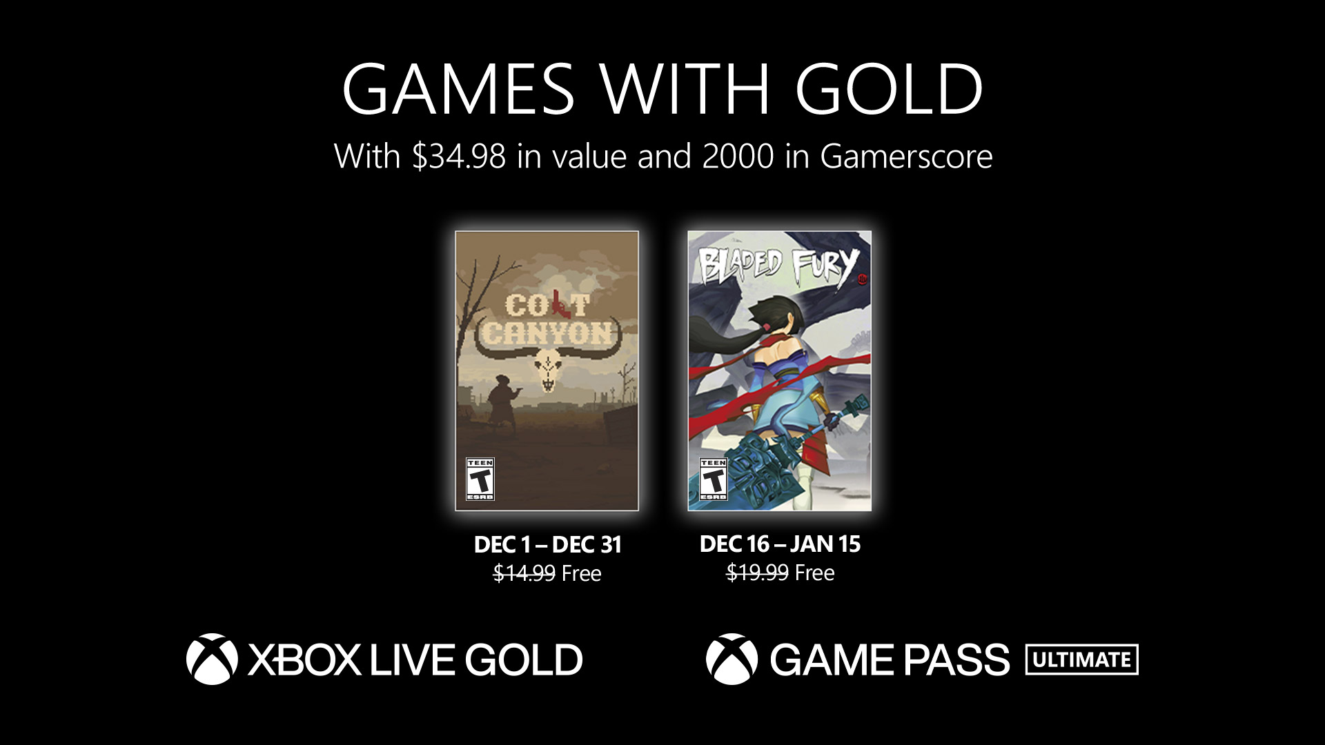 New Games with Gold for December 2022