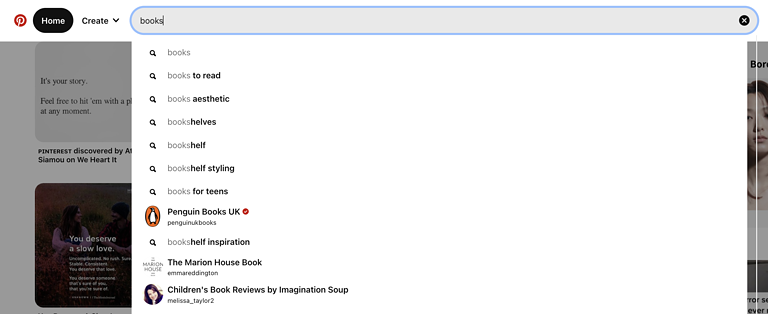 search on Pinterest