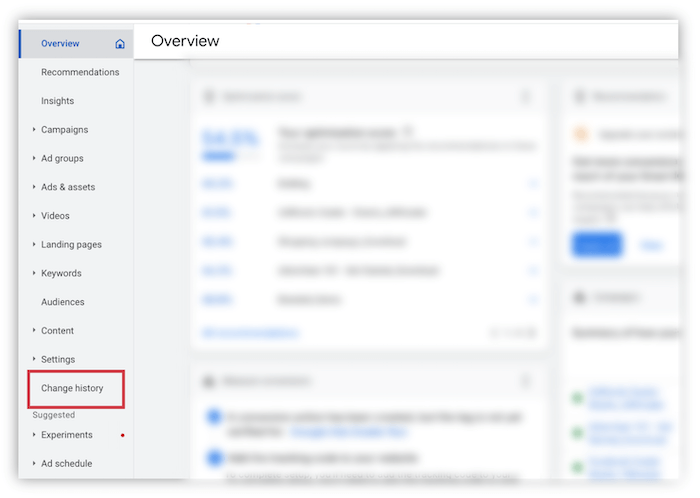 google ads change history