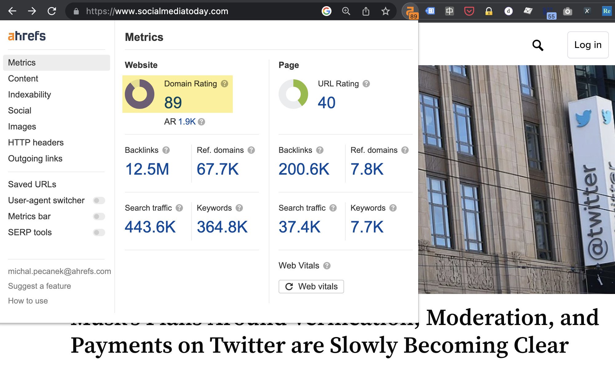 Quickly assessing a website's backlink profile strength
