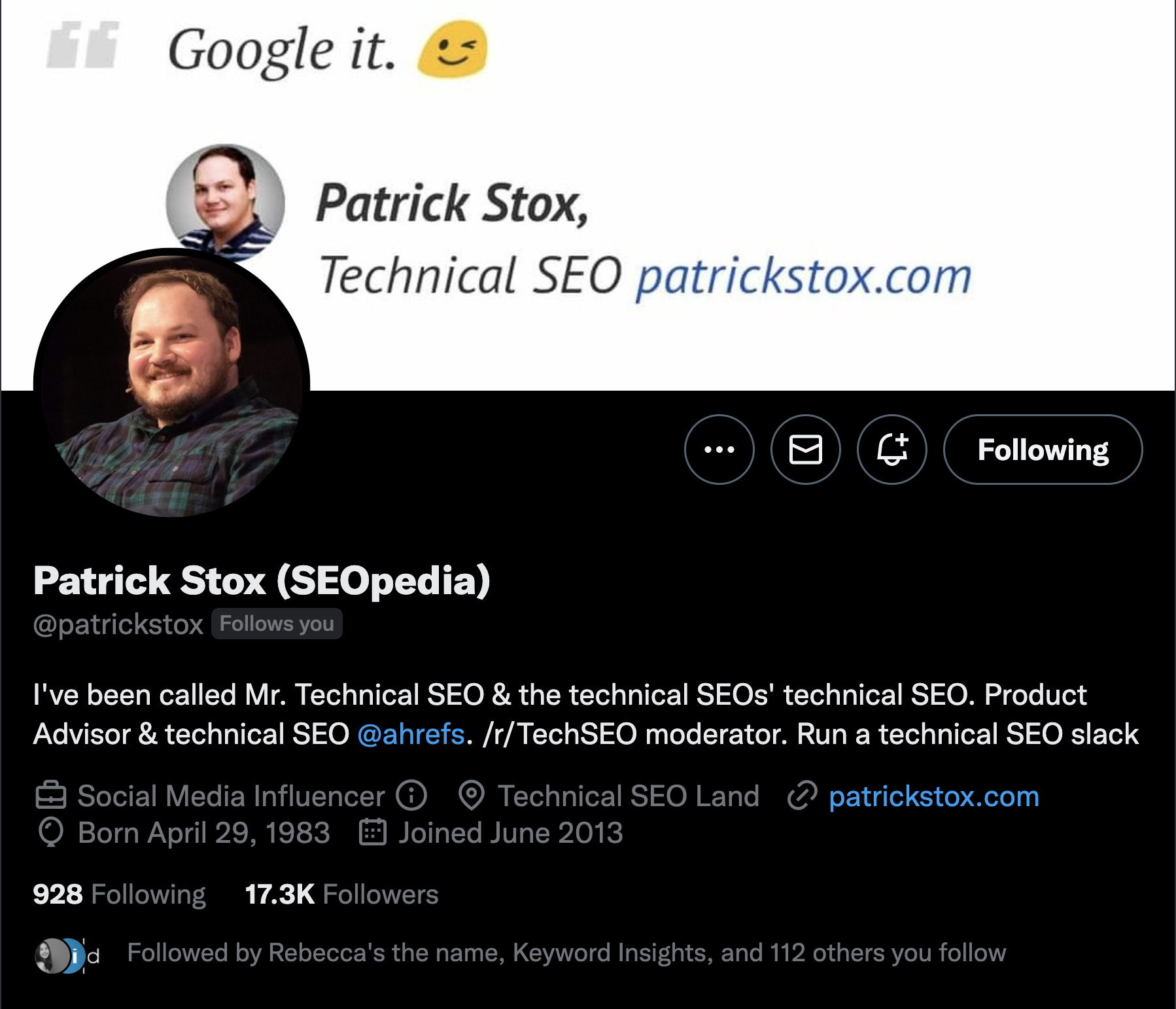 Patrick Stox as Ahrefs' brand ambassador
