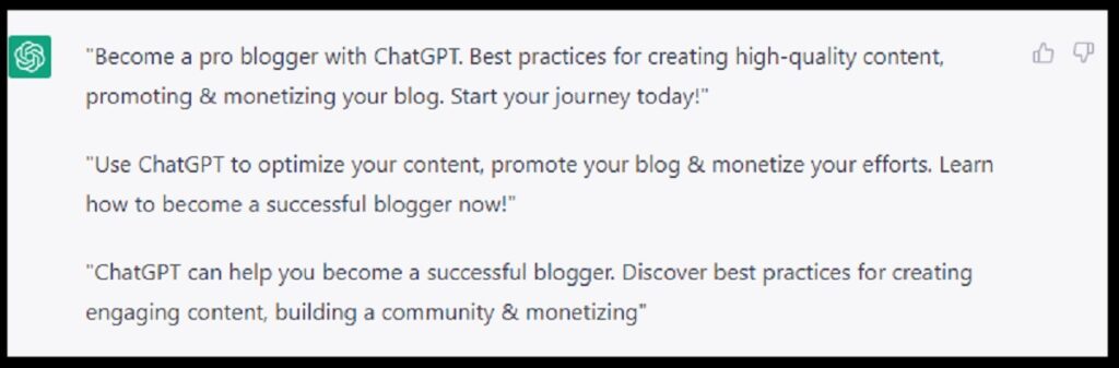 how to use chatgpt for blogging - write and rewrite meta descriptions