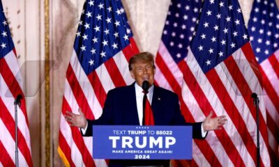 Former president Donald Trump speaking at the Mar-a-Lago Club in Palm Beach, Florida, on Nov. 15, announcing a third White House run.