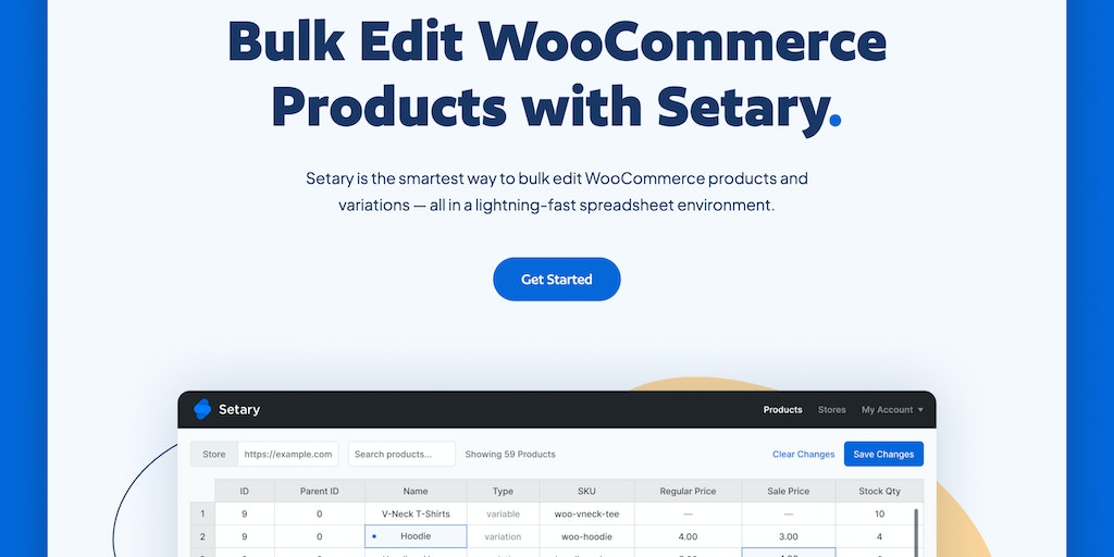 Setary - Bulk edit WooCommerce products in a spreadsheet environment