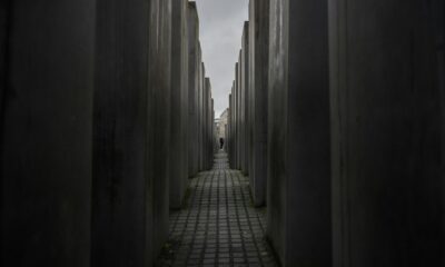 A person visits the Holocaust Memorial, in Berlin, Germany on January 27, 2023, on International Holocaust Remembrance Day