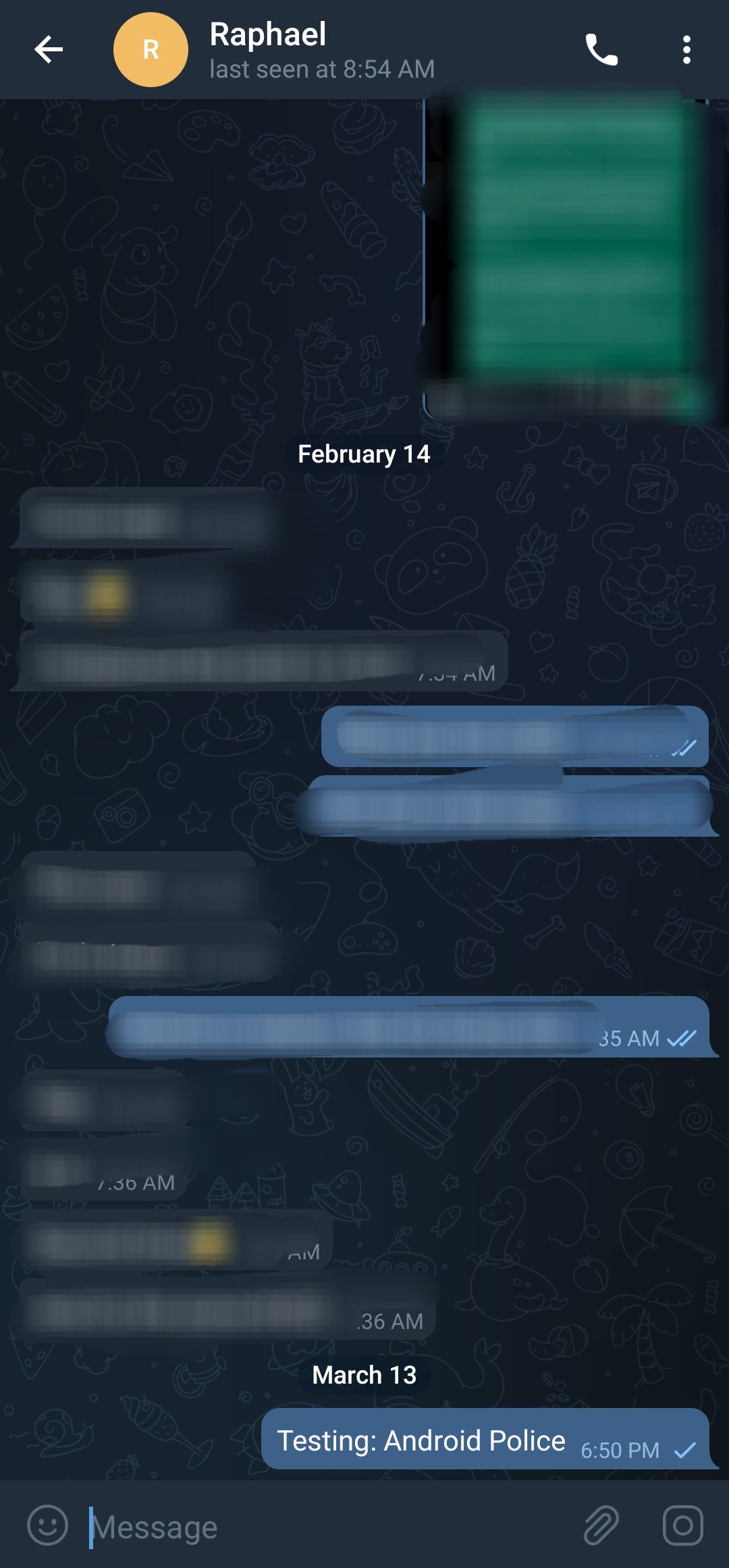 Click on a chat in Telegram to open it