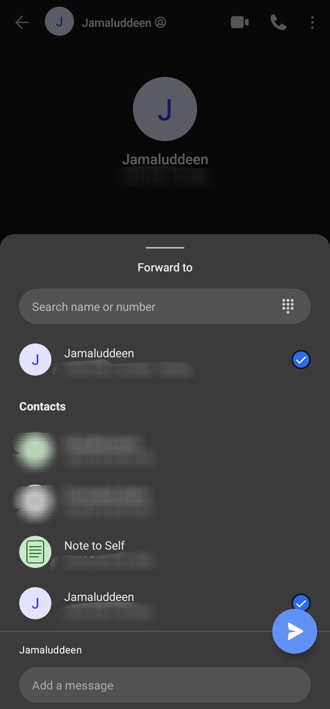 Select the contacts you want to forward to