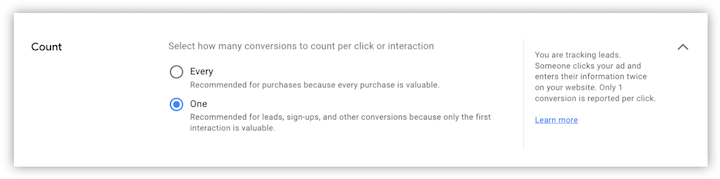 google ads conversion tracking - conversion count