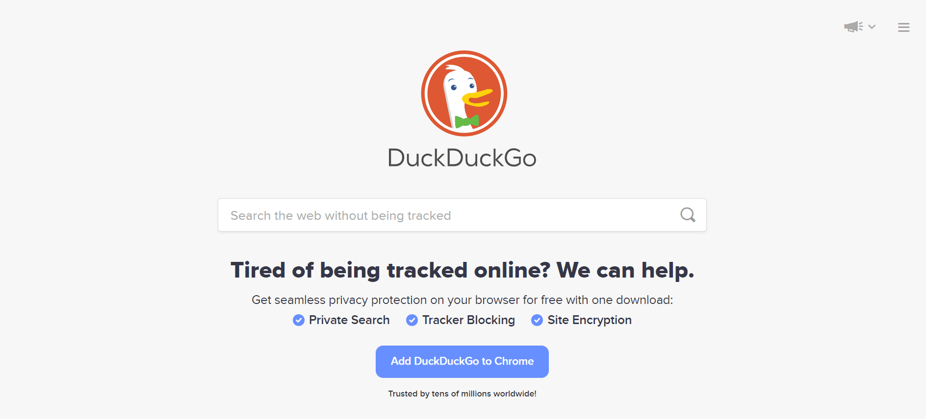 Screenshot of duckduckgo.com, November 2022