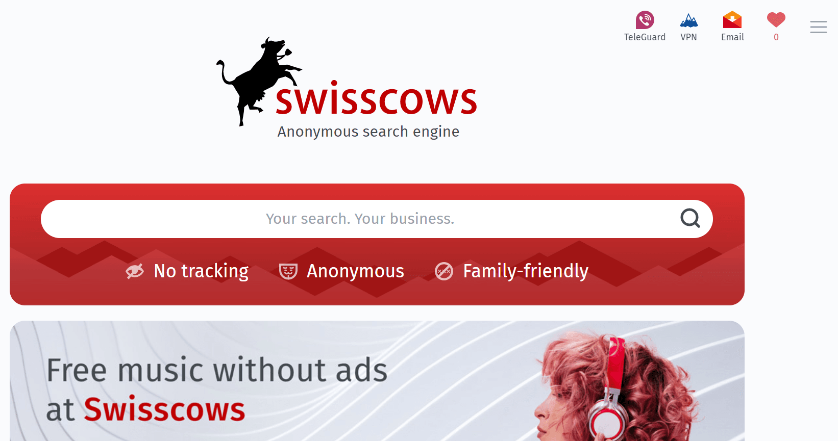 Screenshot of swisscows.com, November 2022