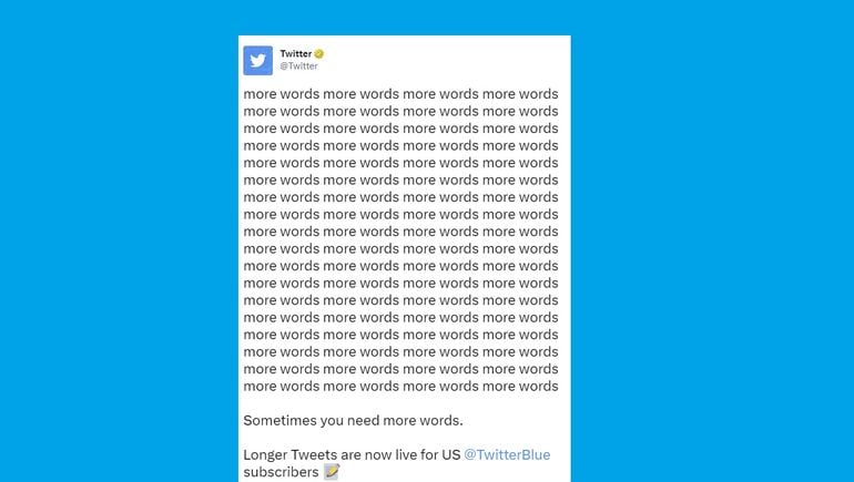 Abonnenten von Twitter Blue können jetzt Tweets mit bis zu 4.000 Zeichen Länge posten