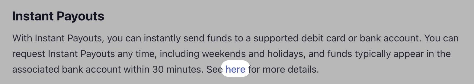 Stripe's "instant payouts"