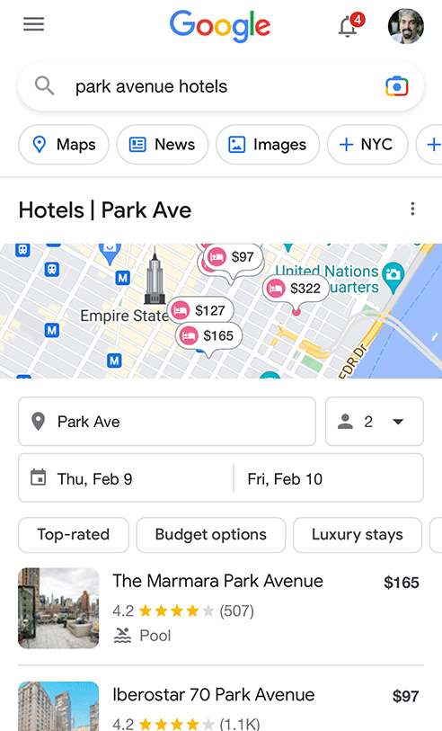 Google Hotel Listings Search